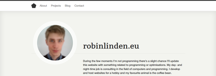 Front page of robinlinden.eu in 2016.